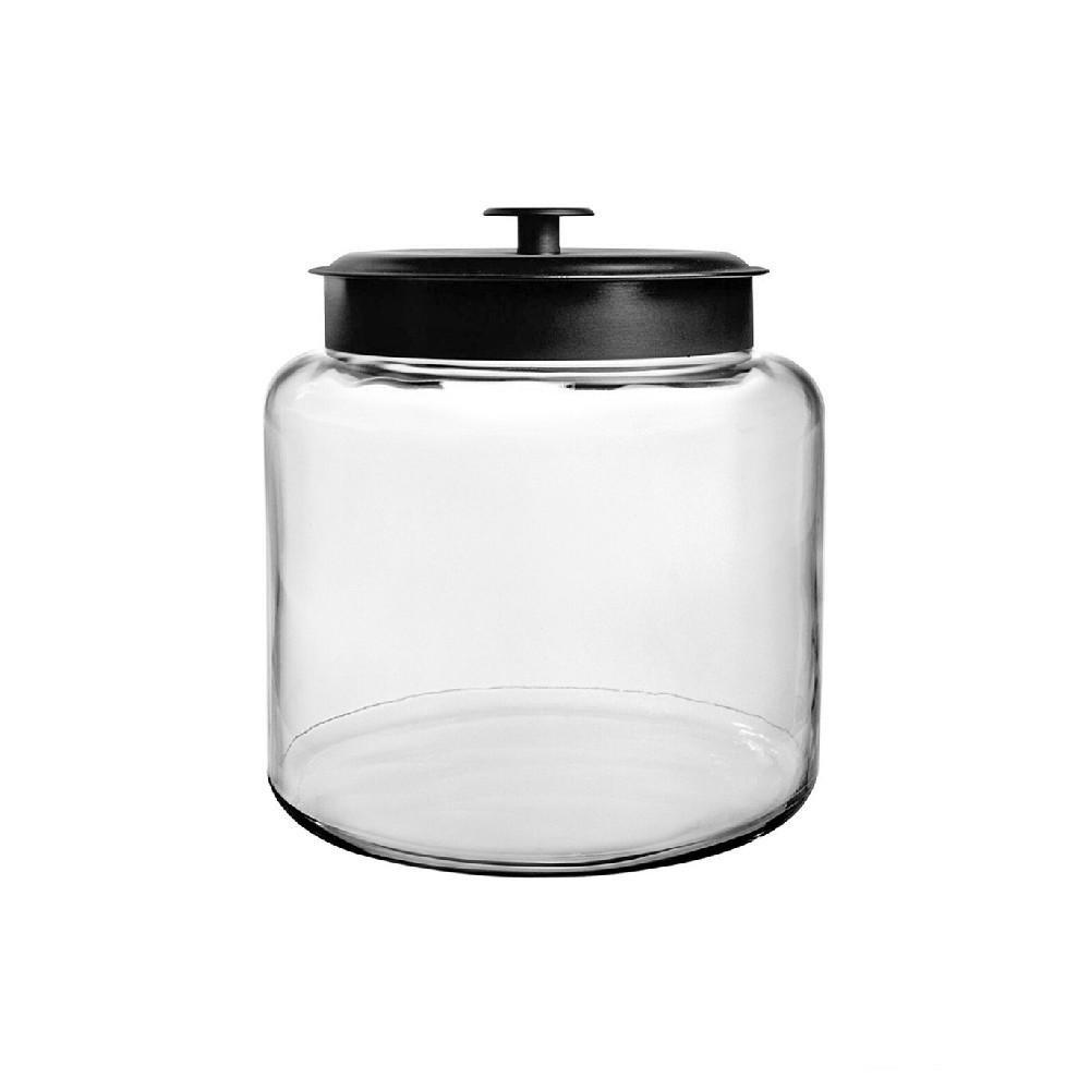 Anchor Hocking 64oz Mini Montana Jar with Black Metal Cover transparent airtight jar kitchen storage box with lid bean food grade storage jar plastic bottle jar