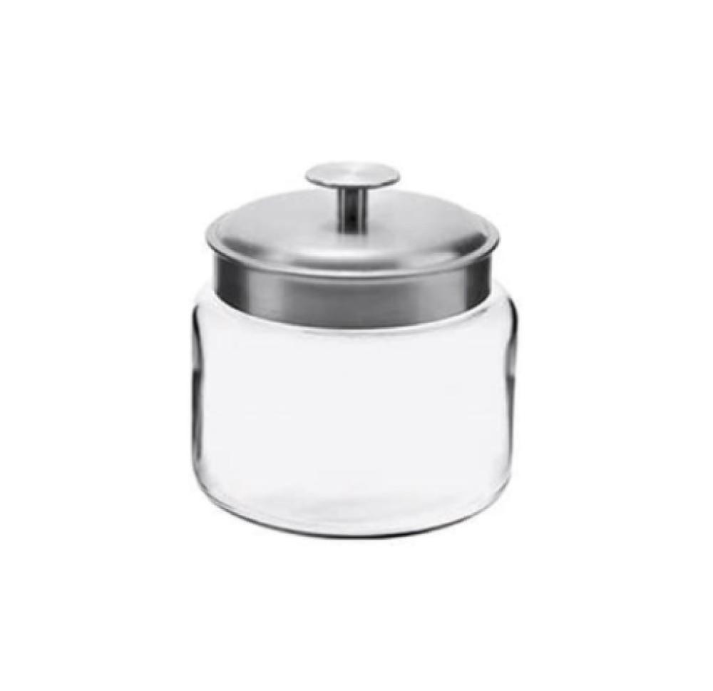 Anchor Hocking 64oz Mini Montana Jar with Brushed Aluminium Metal Cover 1piece lab 1000ml glass pear shaped separating conical funnel with glass ground in piston laboratory glassware