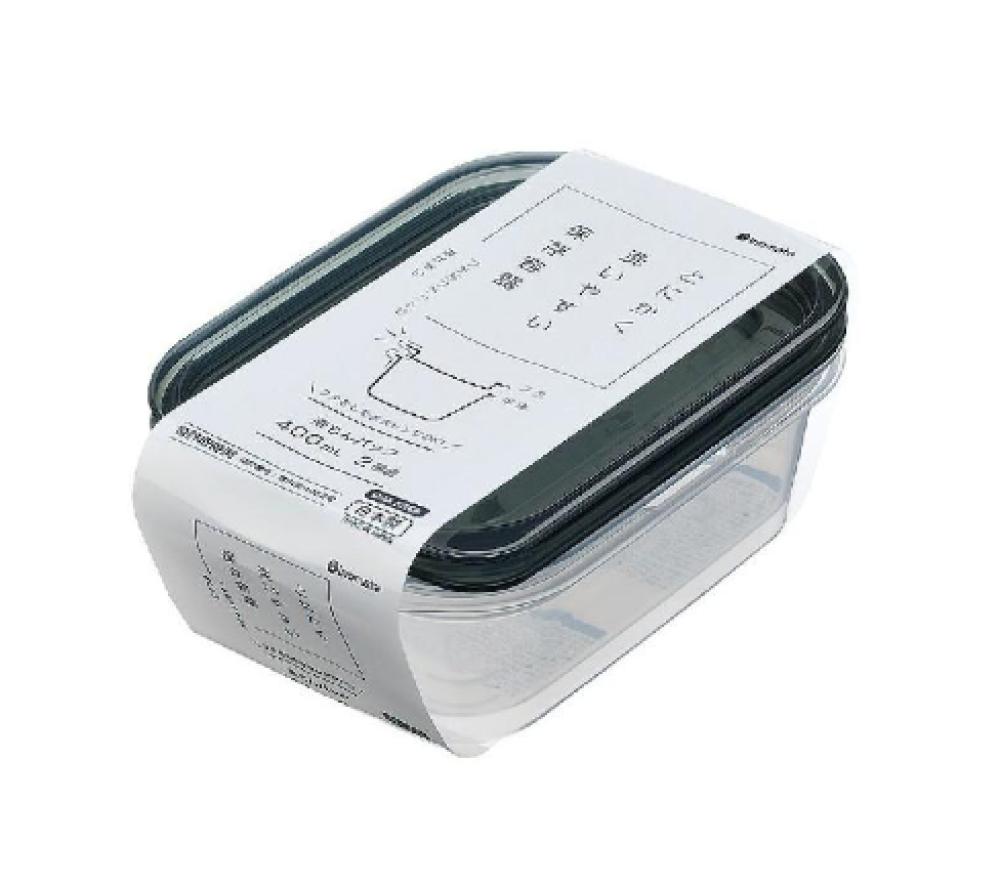 Hokan-sho 400 ml Plastic Square Food Container Pack of 2 hokan sho plastic pull out box long white