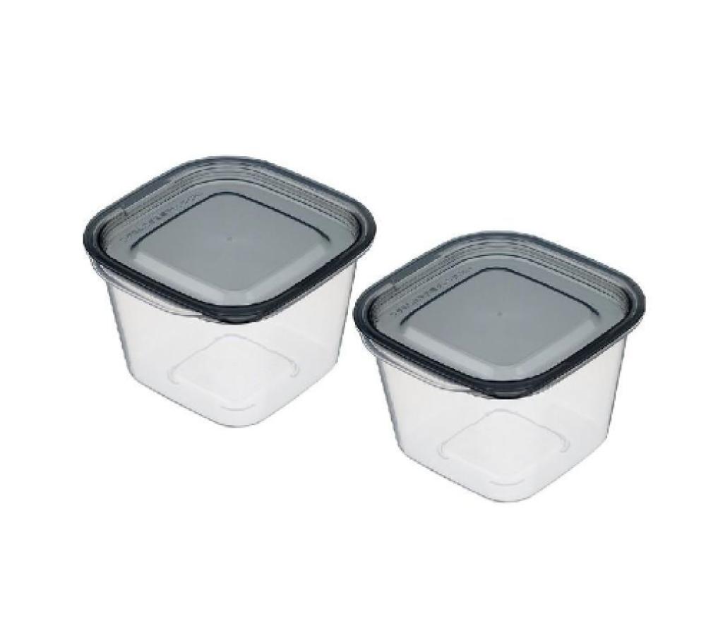 Hokan-sho 430 ml Plastic Square Deep Food Container Pack of 2