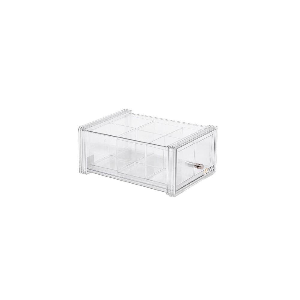 Homesmiths Slide Multipurpose Box With 6 Small Boxes Clear 12 x 20.5 x 12.6 cm stackers pebble grey jewelry box with super size lid