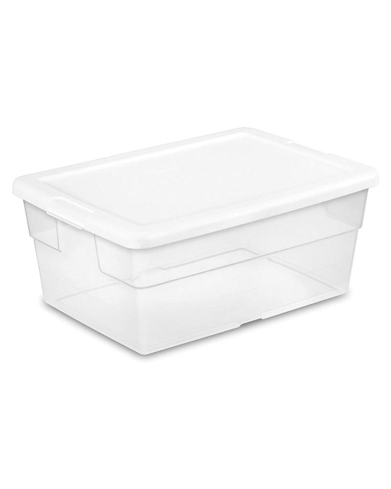 stackers classic jewellery box with lid oatmeal Sterilite Plastic Storage Lid Box White - 16 Quart