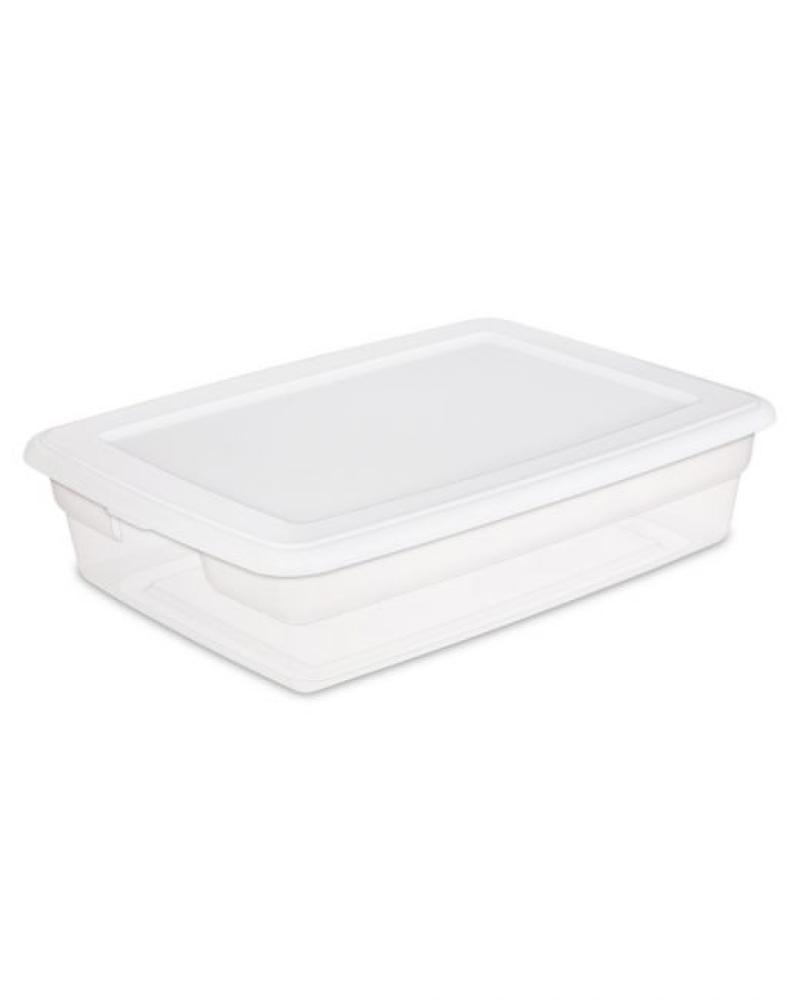 Sterilite Storage Box White 28 Quart interdesign linus coffee pod stackable 2 tier box with lid clear