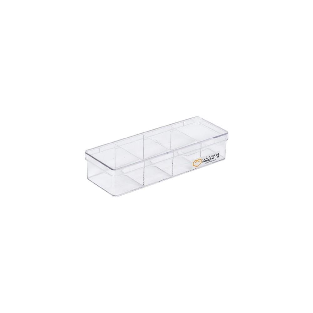 Homesmiths Transparent Box 4 Dividers Clear 20 x 7.2 x 4.1 cm