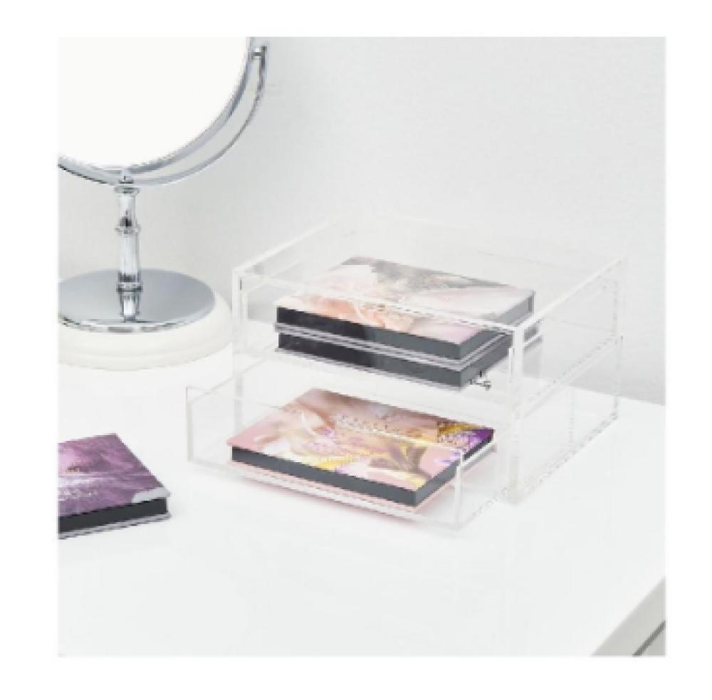 HS Vanity 2 Tiers Acrylic Glasses Display Drawers Clear hs vanity 3 compartments acrylic pen holder box clear