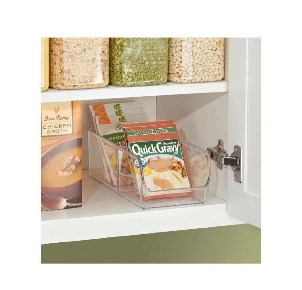 цена iDesign Linus Spice Packet Organizer Bin for Kitchen Pantry, Cabinet, Countertops - Clear Large