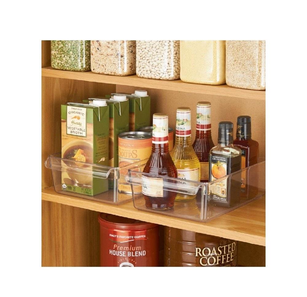 цена iDesign Linus Kitchen Organiser, Cupboard Storage Unit for Condiments and Food Storage, Plastic, Clear, Large