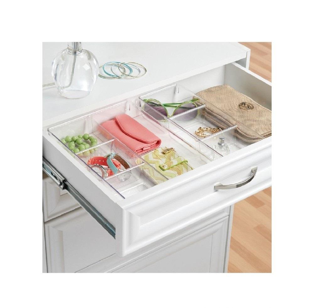 interdesign med drawer caddy pull out drawer 12 inch clear Interdesign (60830) Linus 4 Sections Dresser Drawer Organizer, Clear