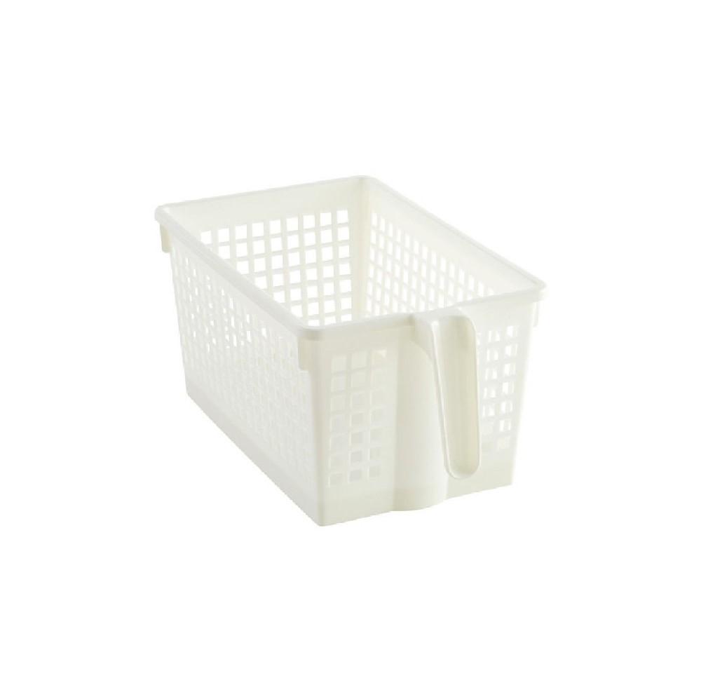 Storage Basket with Handle medium assorted white or clear little storage basket with wooden handle black