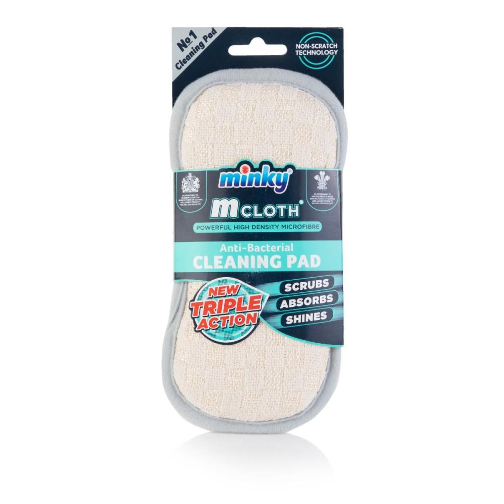 Minky M Triple Action Antibacterial Cleaning Pad Grey minky m cloth antibacterial bathroo cleaning pad
