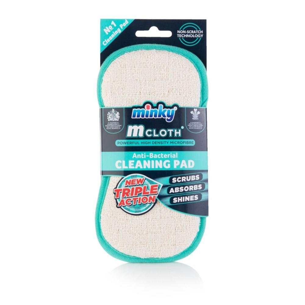 Minky M Cloth Triple Action Antibacterial Cleaning Pad Teal minky m cloth anti bacterial microfibre general purpose cloth