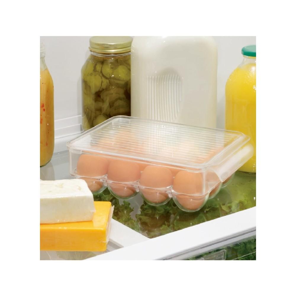 Interdesign 111072 Plastic Fridge Binz Egg Holder Small, Clear interdesign fridge pantry cube binz 6 x 6 x 6 inch clear