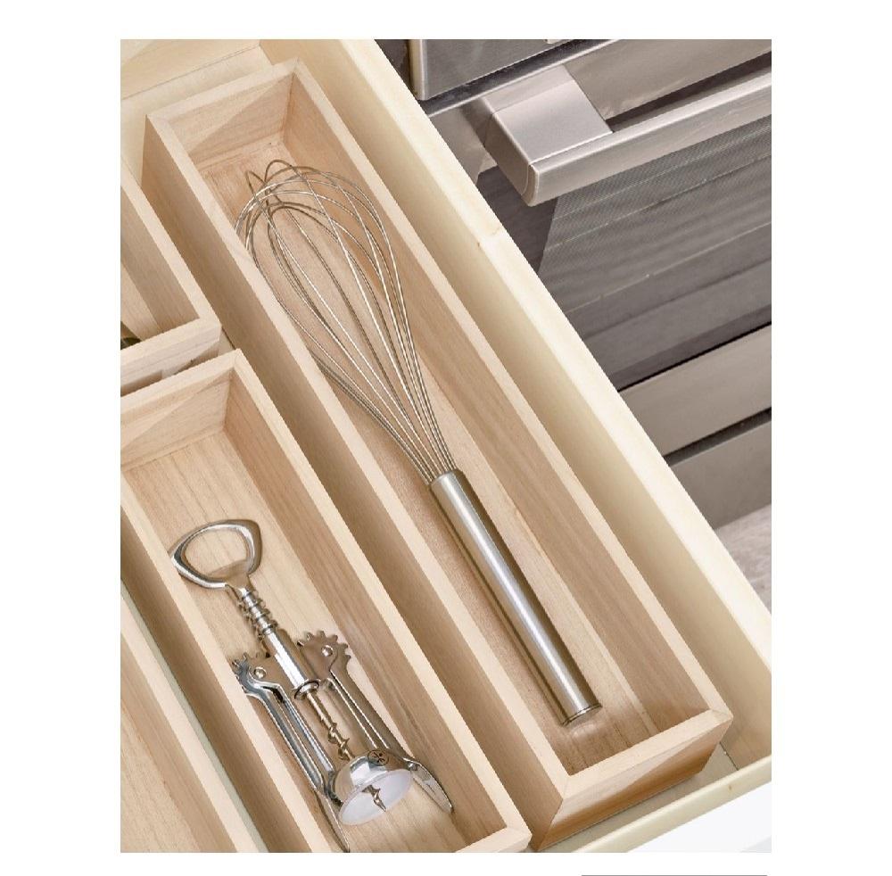Interdesign Wood Drawer Organizer 15 x 3.3 x 2.5 inch little storage under shelf fridge clip on drawer
