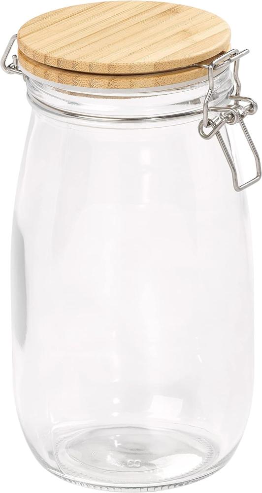 Tala 1.2 Liter Glass Jar with Bamboo Clip Top Lid Stainless Steel Clips & Clear Silicone Seals