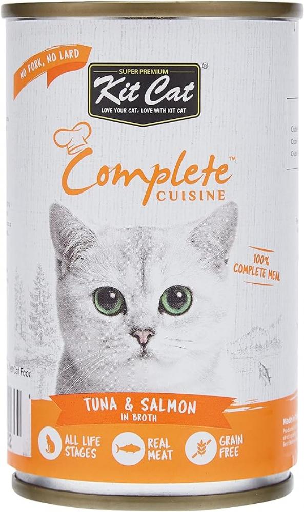 KitCat Cat Complete Cuisine - Tuna \& Salmon In Broth - CAN - 150g grandorf консервы grandorf tuna with mussel in broth