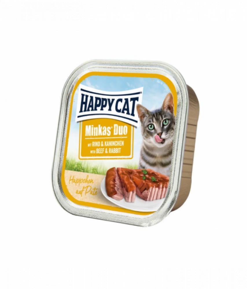 Happy Cat Minkas Duo - Beef \& Rabbit - Pouch - 100g i will steal your heart and then your cat pattern flannel blanket travel portable blanket cat beloved kitten stealing