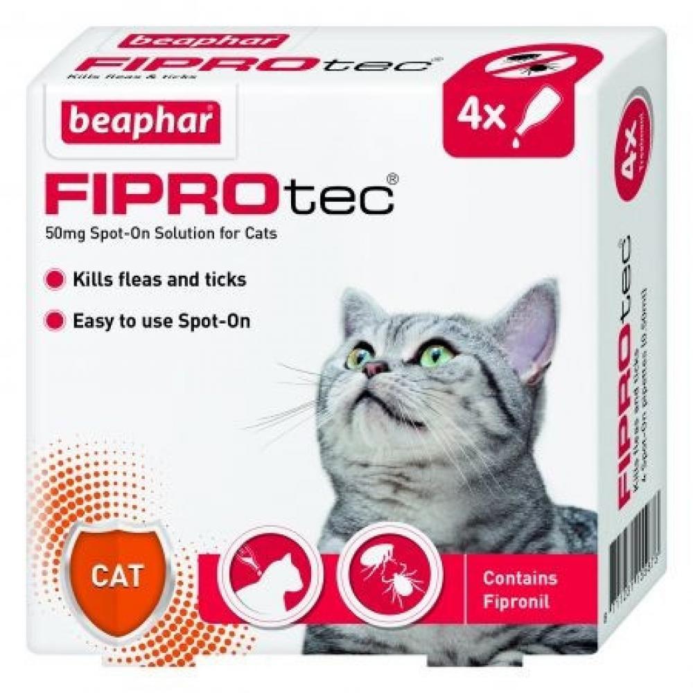 beaphar FIPROtec Fleas and Ticks - Cat - 4 pipettes beaphar stop it cat cпрей для отпугивания кошек от мест где их пребывание нежелательно 100 мл