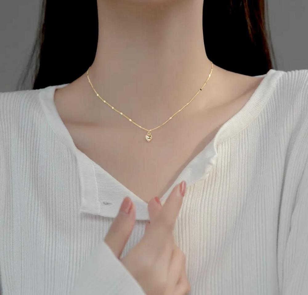 Luxury Bee Hearter Silver Sterling 925 Minimalist Necklace Golden Color luxury bee disc chain three layer silver sterling 925 minimalist necklace