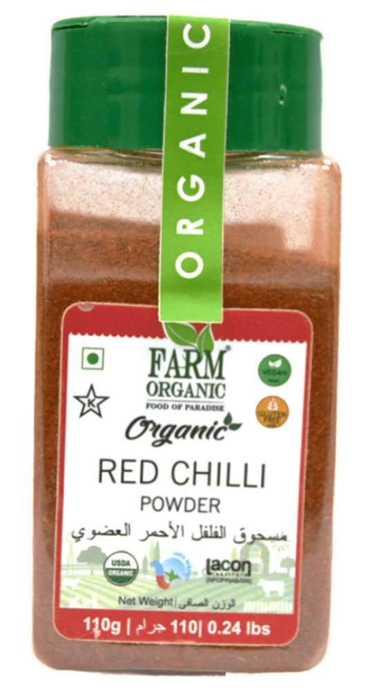 farm organic red chili crushed chilli flakes 90 g Farm Organic Red Chili Powder 110 g