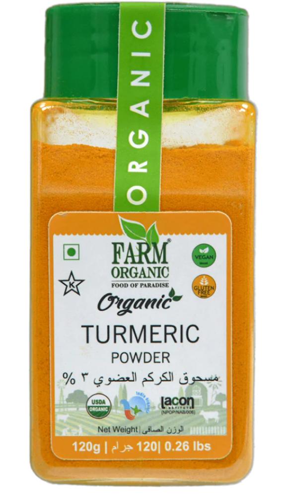 Farm Organic Turmeric Powder 3% 120 g farm organic gluten free turmeric powder 3% 120 g