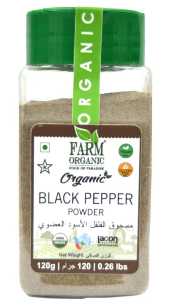 Farm Organic Black Pepper Powder 120 g badia pepper ground black 56 70 gm