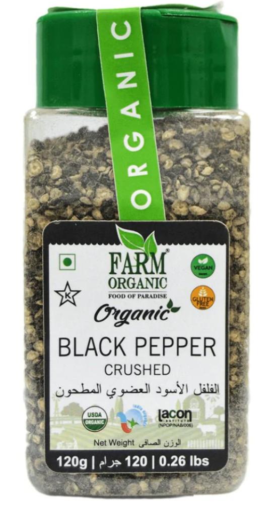 farm organic gluten free black pepper crushed 120g Farm Organic Black Pepper Crushed 120 g