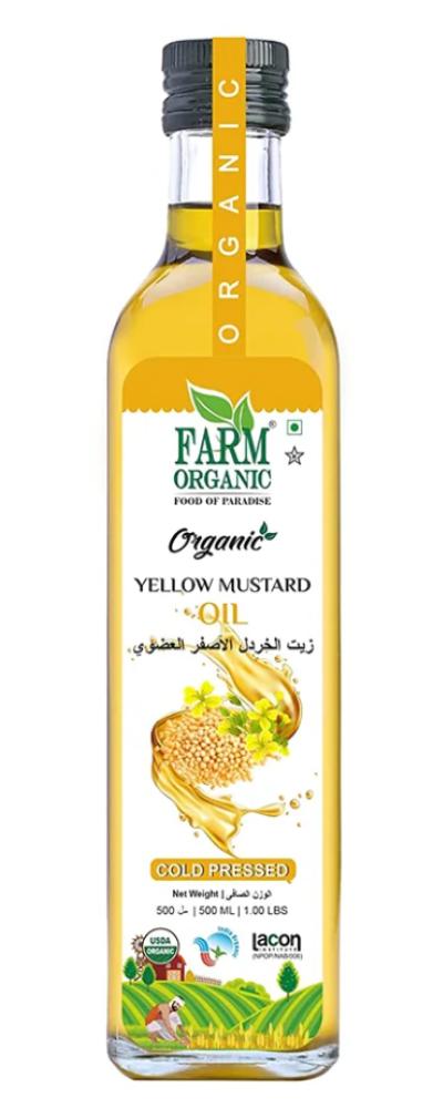 Farm Organic Yellow Mustard Oil 500 ml farm organic black sesame oil 500 ml