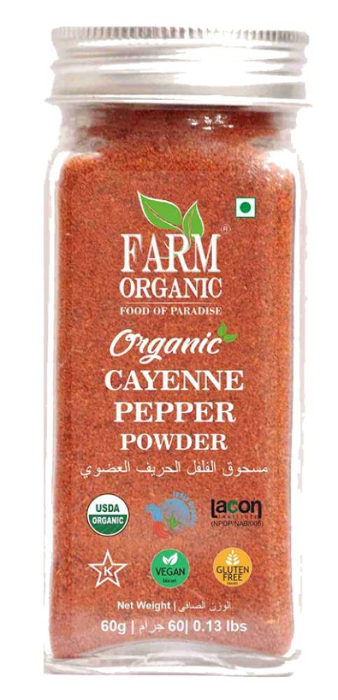 Farm Organic Cayenne Pepper Powder 60 g farm organic black pepper whole 60 g