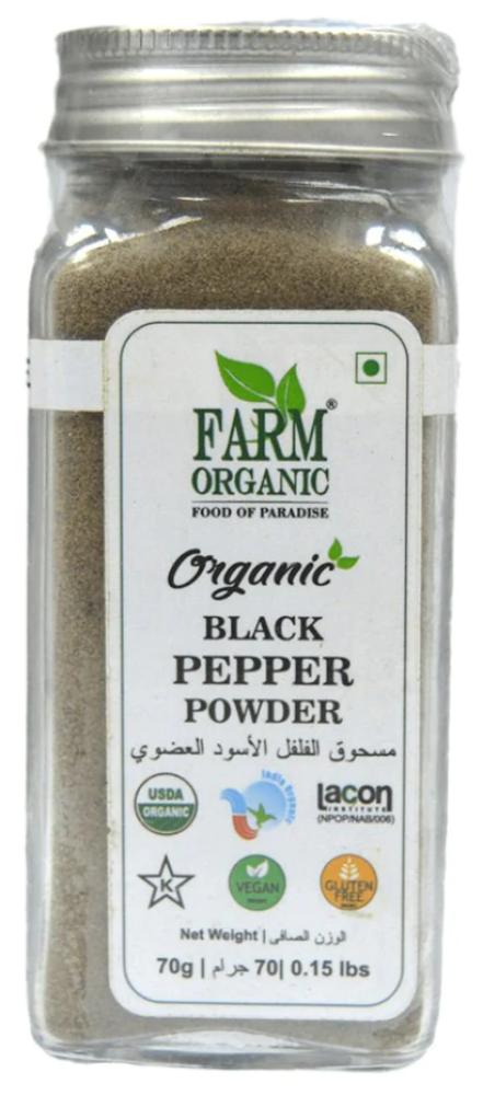 Farm Organic Black Pepper Powder 70 g farm organic black cardamom 70 g