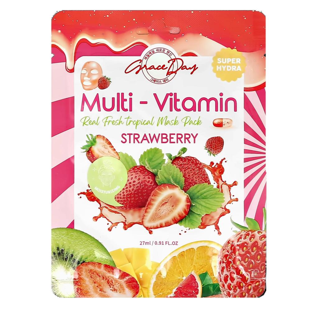 7pcs sleeping face mask no wash liquid sleep night facial mask collagen protein firming face care moisturizing skin care Graceday Multi-Vitamin Strawberry Mask Pack 27ml