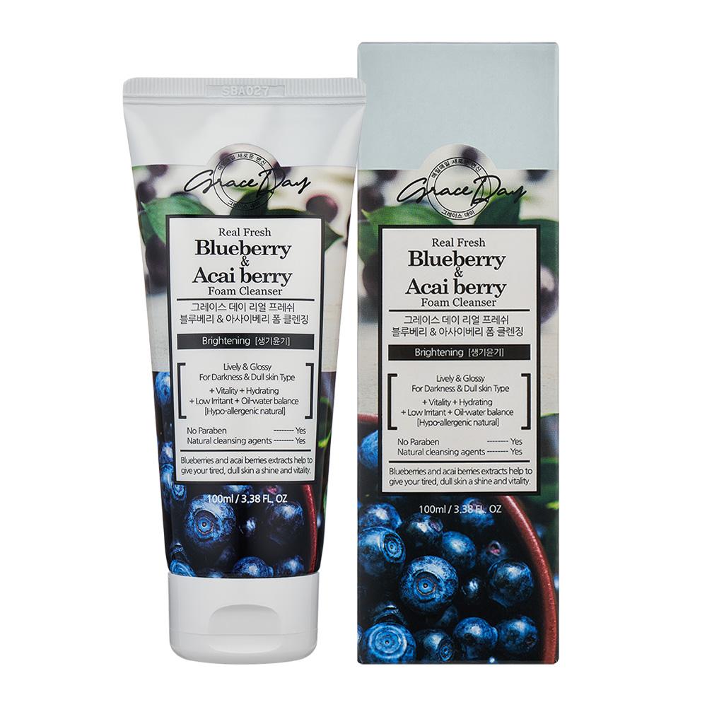Graceday Real Fresh Blueberry Acai Berry Foam Cleanser 100ml mini artificial berries branch flower christmas fruit foam fake berry home decoration for flowers arrangement accessories