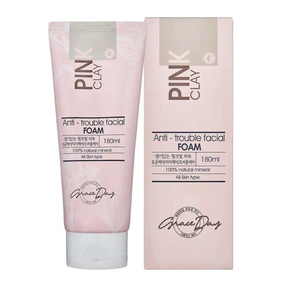 Graceday Pink Clay Anti-Trouble Facial Foam 180ml graceday pink clay anti trouble facial foam 180ml