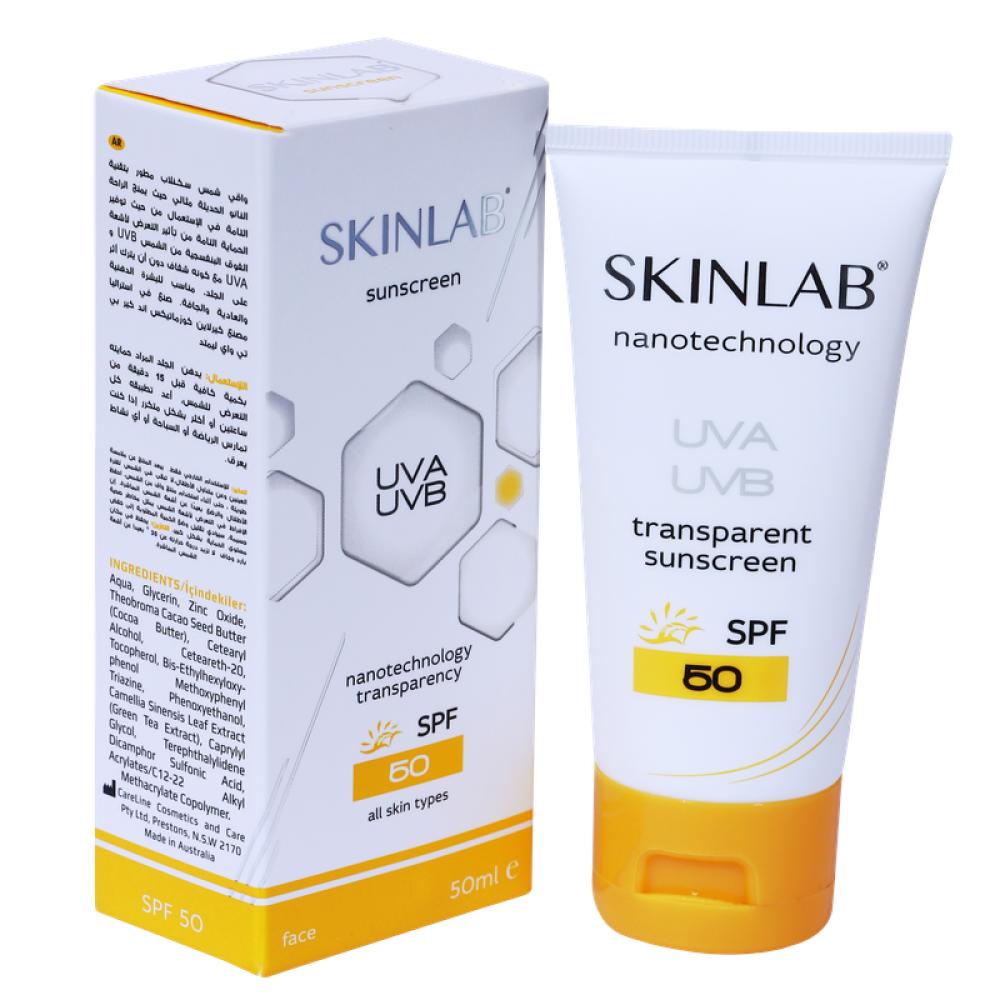 SKINLAB SPF 50 Sunscreen UVA and UVB Transparent, 50 ml eucerin face sunscreen oil control gel cream dry touch high uvauvb protection spf 50 light texture sun protection suitable under make up for ble