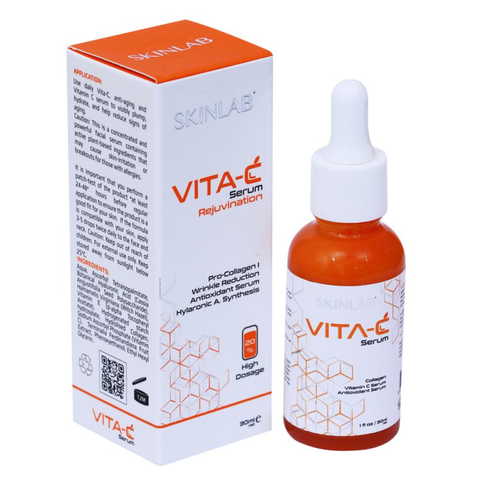 SKINLAB Vita-C Serum, 30 ml glutathione collagen antioxidant with vitamin c brightening anti aging formula for skin nails hair and immune support 60 capsules