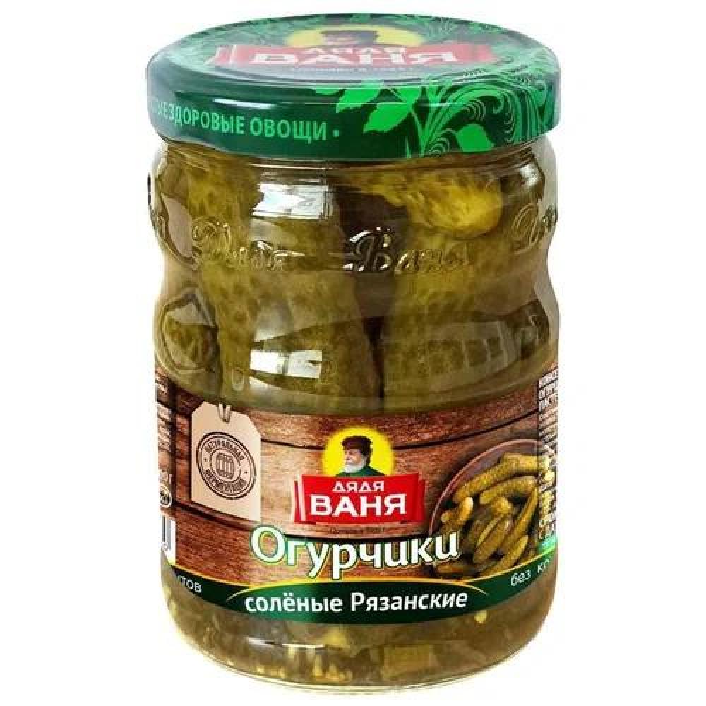 Uncle Vanya Ryazan pickled cucumbers 950 g pickled cucumbers barrel 500 ml