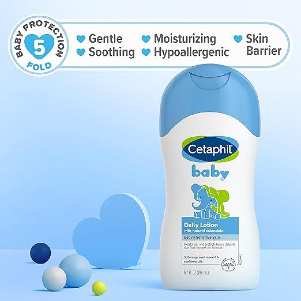 Cetaphil Daily Lotion with Organic Calendula Hypoallergenic Sweet Almond Sunflower Oils 200ml