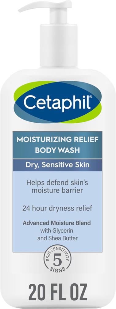 Cetaphil Body Wash by CETAPHIL, NEW Moisturizing Relief Body Wash for Sensitive Skin, Creamy Rich Formula Gently Cleanses and Gives 24 Hr Relief to Dr