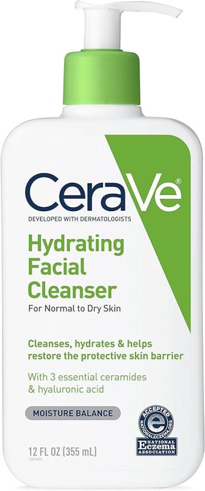 CeraVe Hydrating Facial Cleanser 335 ml cerave healing ointment moisturizing petrolatum skin protectant for dry skin with hyaluronic acid and ceramides lanolin free fragrance free 340g