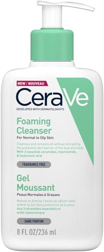 Cerave Foaming cleanser Normal to Oily Skin 236ml cerave facial cleanser hydrating for normal to dry skin hyaluronic acid and ceramides fragrance free 16 fl oz 473 ml