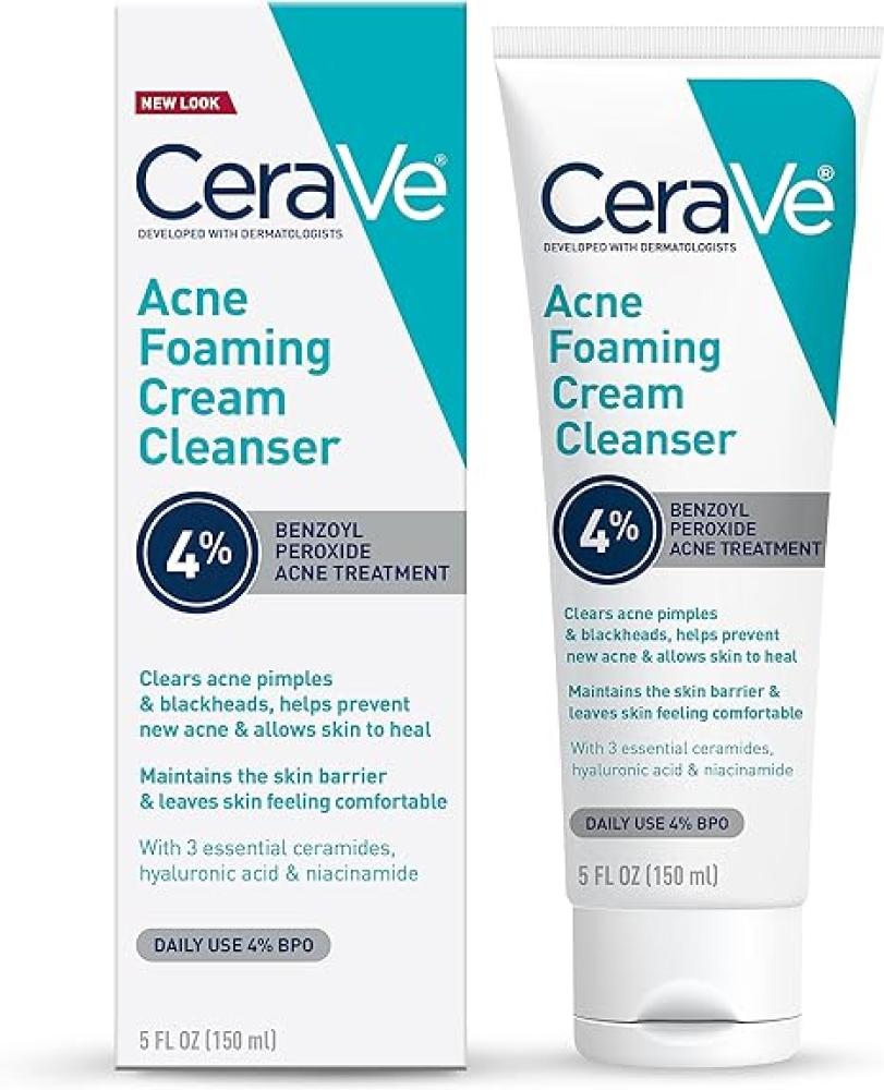 CeraVe Acne Foaming Cream Cleanser 150ml anti acne facial cream cleanser for acne scars pimples shrink acnes pore and removes whiteheads and blackheads