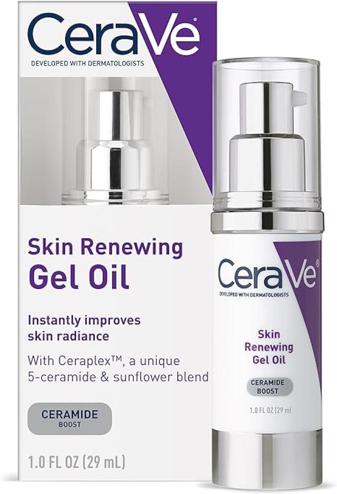 CeraVe Anti Aging Gel Serum for Face to Boost Hydration With Ceramide Complex, Sunflower Oil, and Hyaluronic Acid 1 Ounce 2pcs green tea face serum whitening firming fade fine lines anti aging wrinkle hyaluronic acid face serum moisturizing skin care