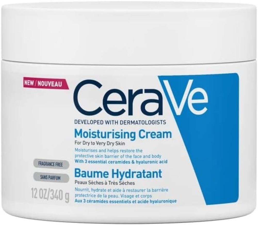 цена CeraVe Moisturizing Cream 48H Body and Face Moisturizer for Dry to Very Dry Skin with Hyaluronic Acid and Ceramides Fragrance Free 12Oz, 340 g