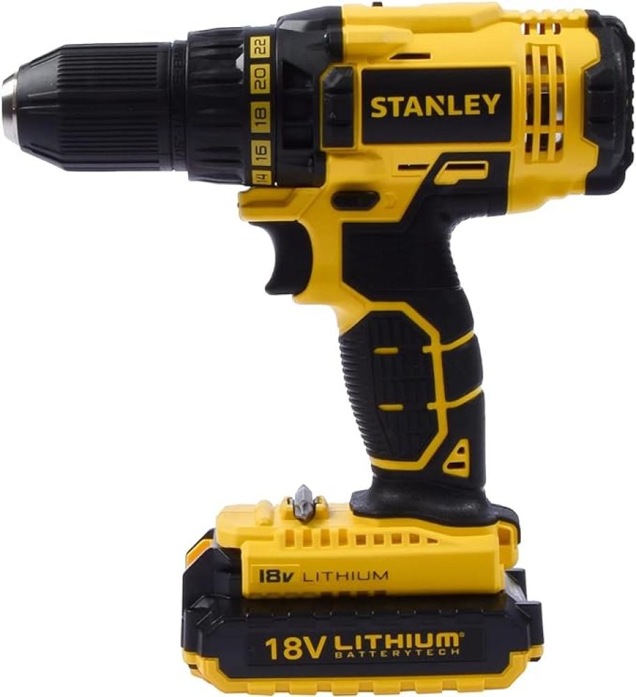 STANLEY Power Tool Cordless DRILL 18V 1.5Ah Li-Ion Drill Driver Kit Box SCD20S2K-B5 4 jaw k02 63 m14 lathe chuck self centering chuck for woodworking metal manual chuck lathe parts accessories with 2 rods