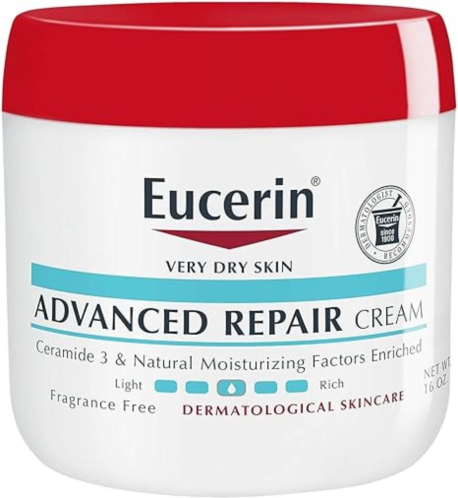 Eucerin Advanced Repair Body Cream, Fragrance Free Body Cream for Dry Skin, 16 Oz wart removal cream wart treatment instant removal mole and papillomas foot corn repair tool natural bacteriostatic cream 5g