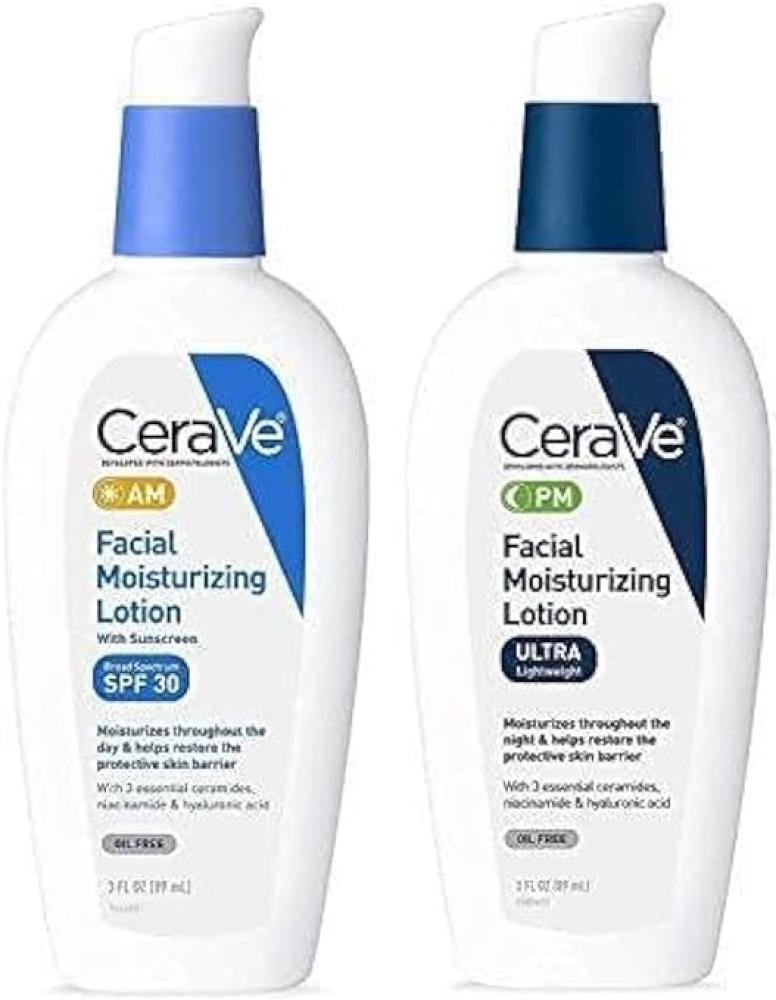 CeraVe Facial Moisturizing Lotion 3oz. AMPM Bundle goree day and night beauty cream oil free total fairness system