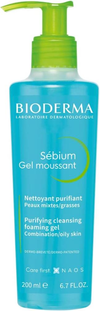 BioDerma Sebium Gel Moussant Face Wash (200ml) anti acne facial cream cleanser for acne scars pimples shrink acnes pore and removes whiteheads and blackheads
