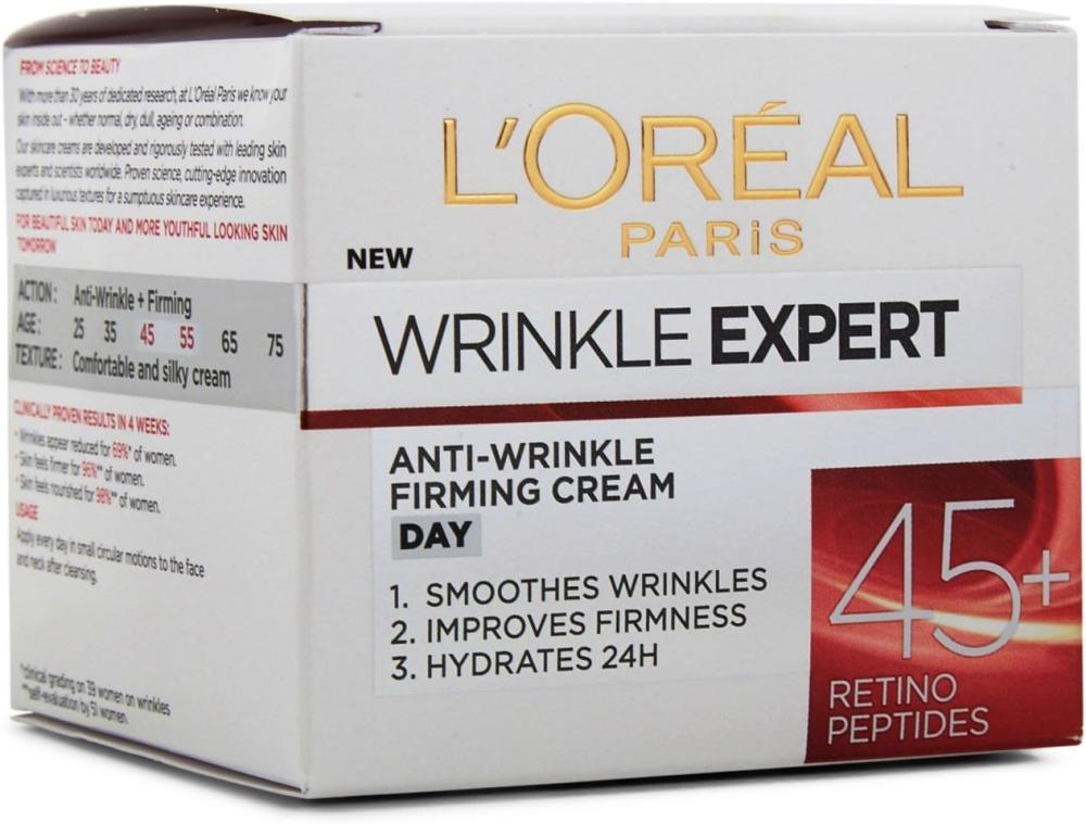 LOreal Anti-Wrinkle Expert Firming Day Cream with Retino Peptides (for Age 45+) 50 mL cerave skin renewing eye cream for wrinkles under eye cream with caffeine peptides hyaluronic acid niacinamide and ceramides for fine lines