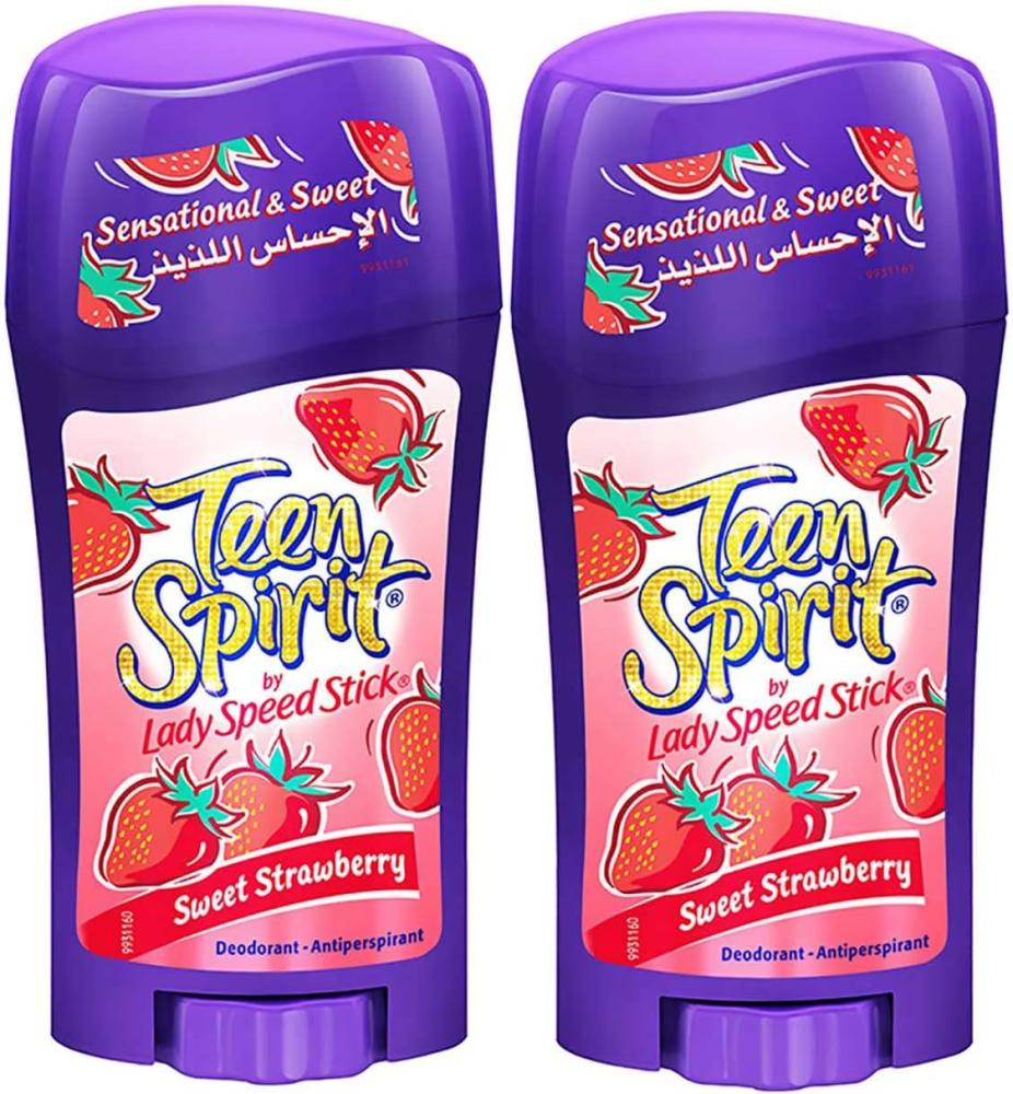 Lady Speed Stick Teen Spirit Antiperspirant Deodorant, Sweet Strawberry, 65 gm - Pack of 2