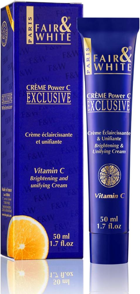 Fair and White Exclusive, Skin Lightening Cream with Vitamin C 1.7 Fl oz 50g Anti Aging, Reduce Appearance of Fine Lines, Dark Spots, with Glycerin herbal acne treatment cream oil control brighten nourish whitening shrink pores remove scars marks skin care cream treatment 30g