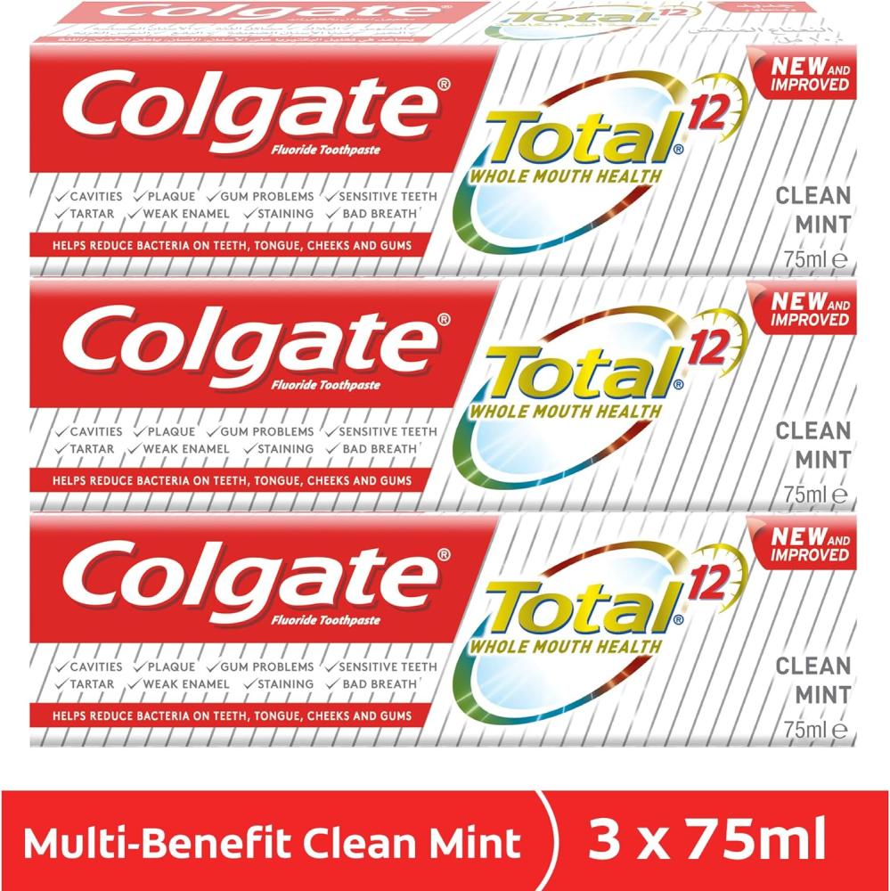 Colgate Total Clean Mint Toothpaste 12 Hour Protection 75 ml pack of 3 sensodyne toothpaste flouride for sensitive teeth 75 ml